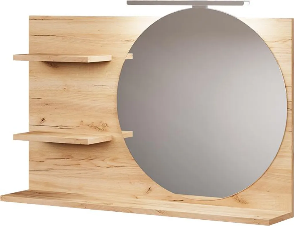 Miroir de Bain Vicco Avena 80 cm Décor Chêne avec 3 Niches de Rangement