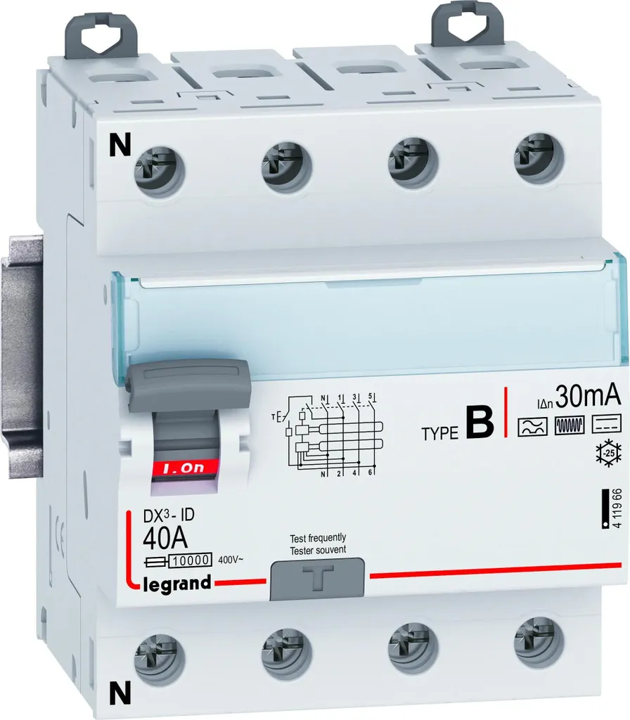 Disjoncteur différentiel Legrand type B 40A 30mA contre fuites de courant