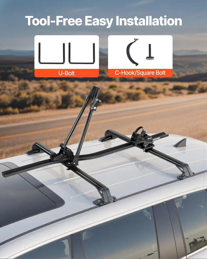 Support vélo de toit universel pour voiture avec fixation verticale PRO