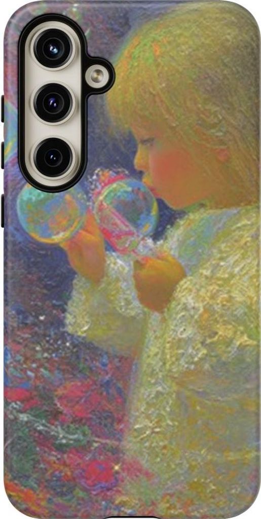 Träumender Engel mit Seifenblasen und Blumen – Hülle Kompatibel mit Samsung Galaxy S24 Plus