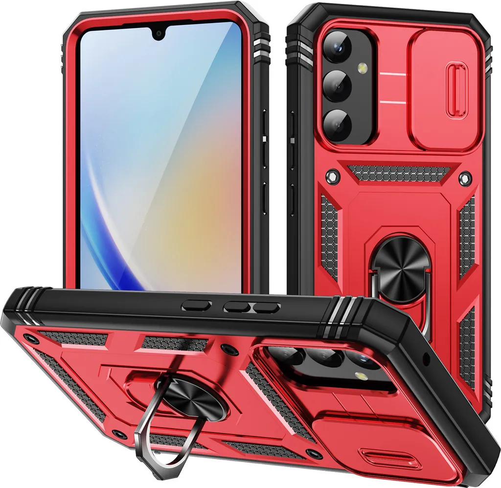 Custodia Samsung Galaxy A34 Rossa: Design Militare e Funzionalità Smart