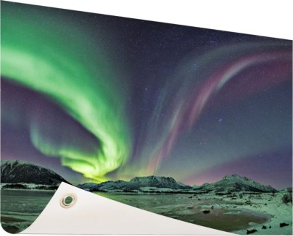 Gartenposter - 60x40 cm - Grünes und violettes Nordlicht - Modernes Wandbilder - Natur