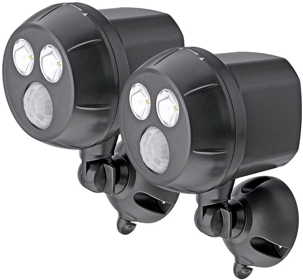 2 x Mr. Beams LED Außenleuchte Braun IP66 400lm Neutralweiß 5000K Batteriebetrieben mit Bewegungssensor & Dämmerungssensor