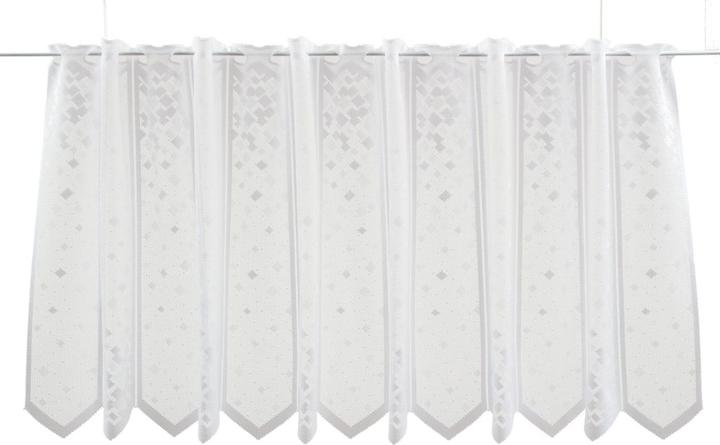 Gardinen Kranzusch Scheibengardine Mini Quadrate 60x625 cm H/B Weiß Bistrogardine Vorhang Küche 1er Pack