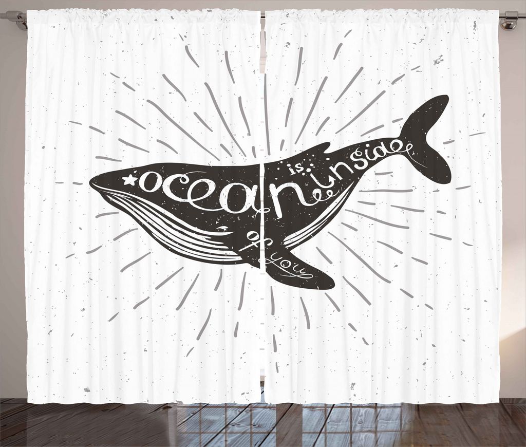 ABAKUHAUS inspirativ Rustikaler Vorhang, Ozean innerhalb Sie, Wohnzimmer Universalband Gardinen mit Schlaufen und Haken, 280 x 245 cm, Anthrazit grau