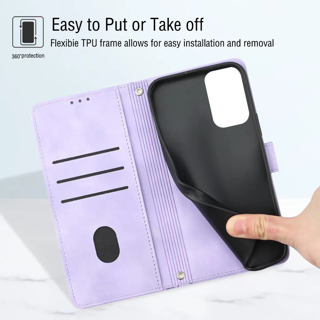 Cover Viola Samsung A73 5G: Custodia Elegante in Pelle con Intagli 3D - 7