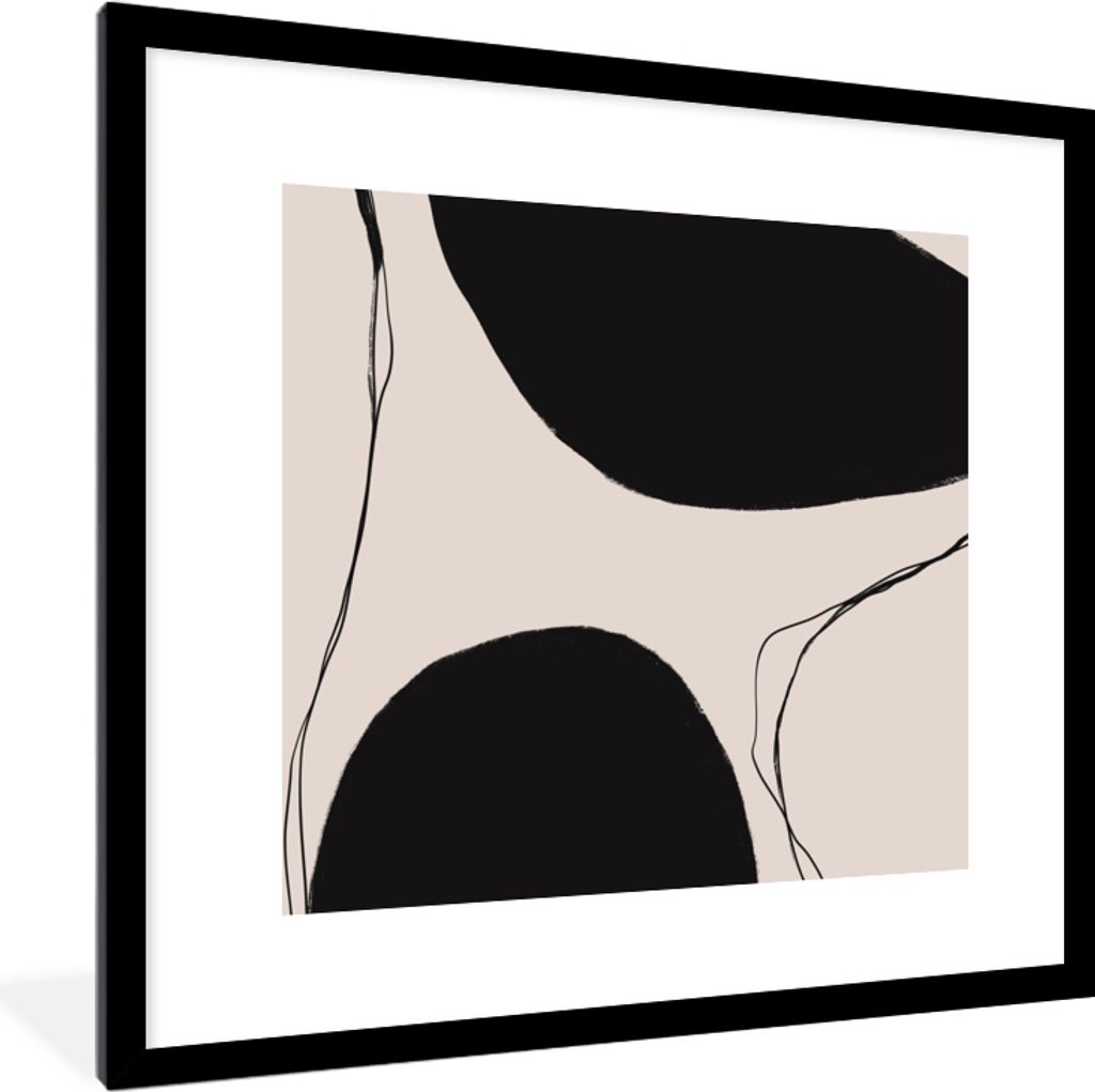 MuchoWow Gerahmtes Poster Pastell - Schwarz - Minimalismus 40x40 cm - Poster mit Schwarzem Bilderrahmen Wandposter Rahmen Foto Bilder - Poster - ...