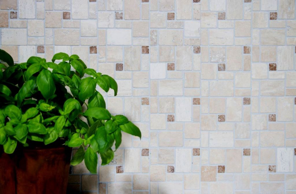Handmuster Mosaikfliese selbstklebend Travertin Naturstein beige Kombination Travertin beige MOS200-4CM14_m