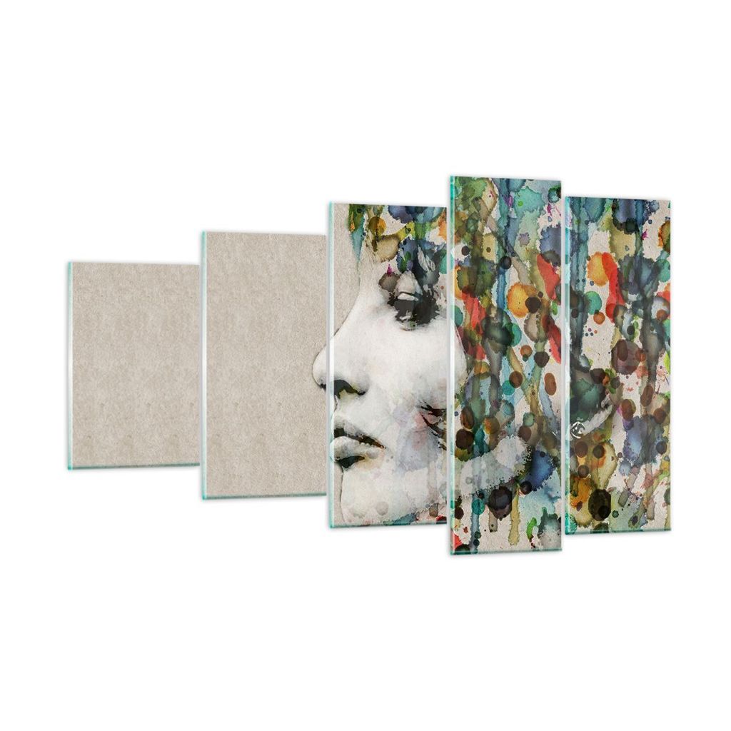 Bilder auf glas - Gesicht Frau - 100x60cm - Glasbilder - Wandbilder - Bilder - Kunstdruck - zum Aufhängen bereit - Wanddekoration aus Glas - Glas ...