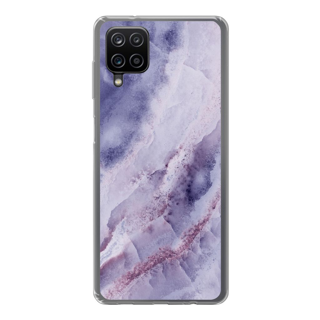 MuchoWow Handyhülle Schutzhülle Hülle für Samsung Galaxy A12 Naturstein - Lila - Edelsteine und Mineralien Silikon Softcase Handy Hülle - Bild