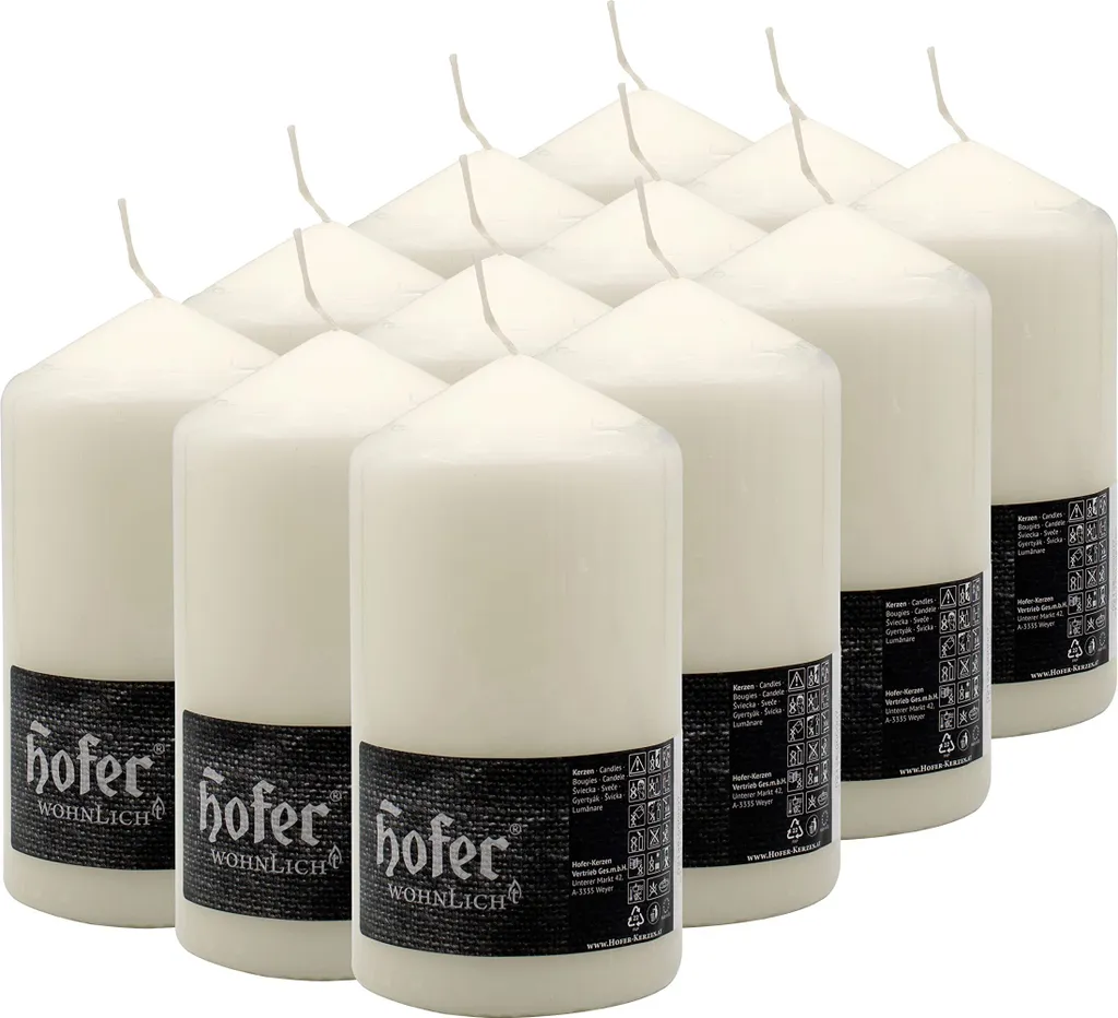 Candele Cilindriche HOFER Avorio Ø8x15cm - Lunga Durata Professionale