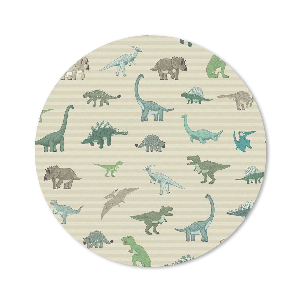 MuchoWow Mauspad Mousepad Dinosaurier - Braun - Grün - Jungen - Mädchen - Kinder 50x50 cm - Mousepads - Maus Mat - Pad - Mausunterlage - Vinyl
