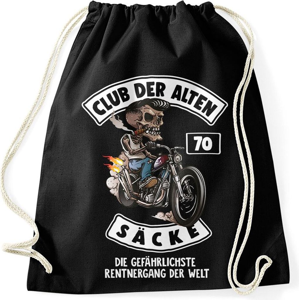 Turnbeutel Sack Jutebeutel Geschenk-Tüte Club der alten Säcke für Ältere Geburtstag Männer Moonworks 70 schwarz unisize