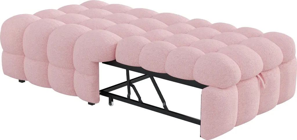Fauteuil relax avec lit extensible en velours rose pour studio