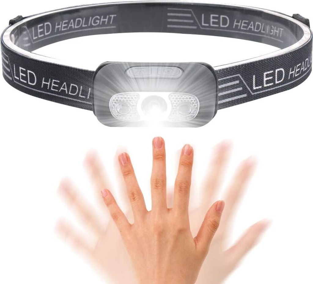 Stirnlampe mit per USB wiederaufladbarem Bewegungssensor – Ultrahell mit 5 einstellbaren Modi – IPX5 wasserdicht