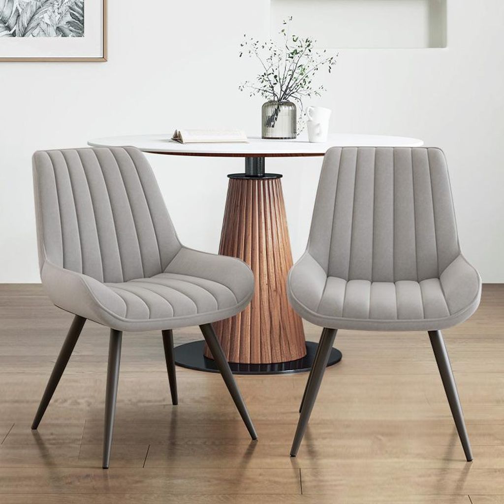 Hawthyhome Esszimmerstühle 2er Set bequeme Polsterstühle Küchenstuhl mit Rückenlehne Metallbeine Hellgrau