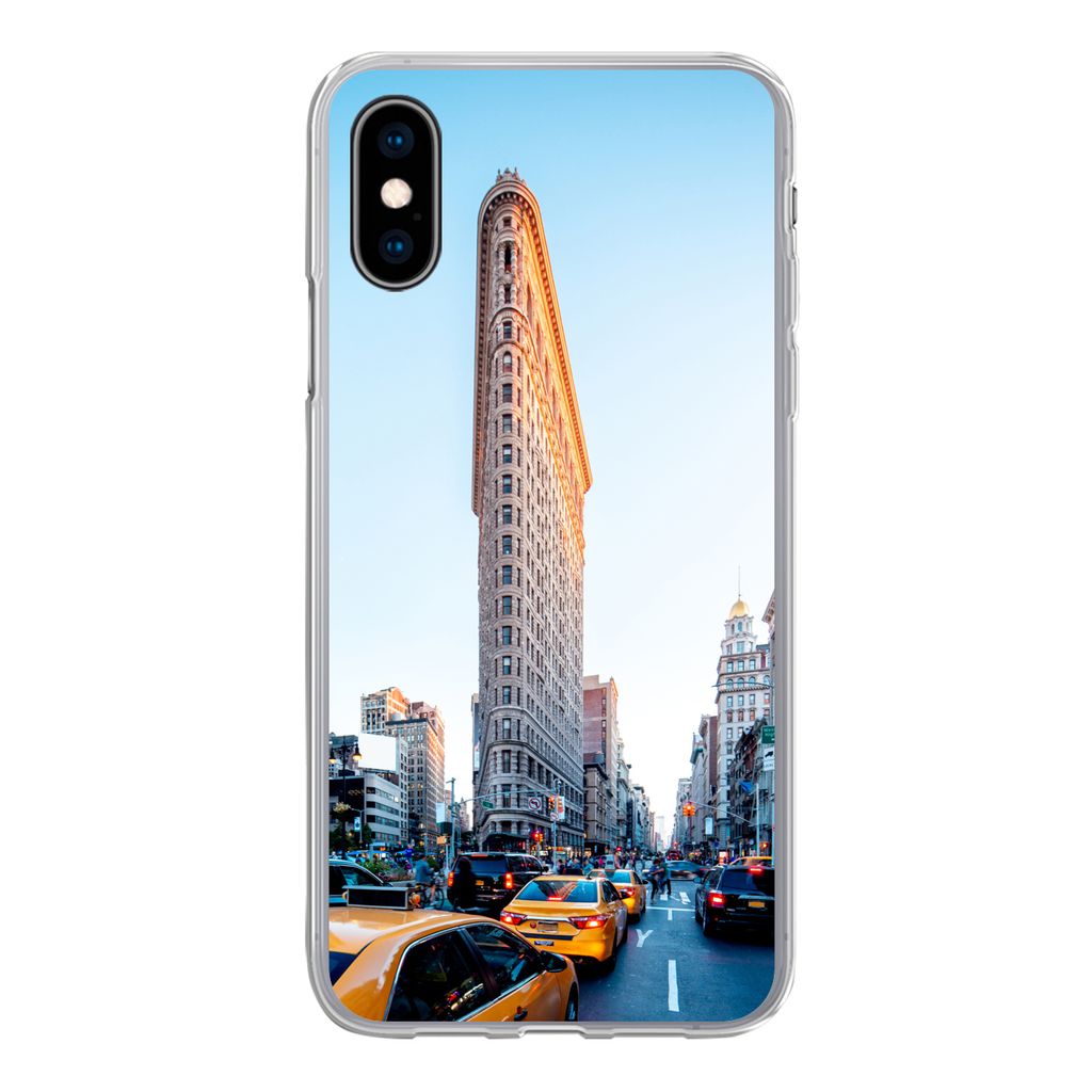 MuchoWow Handyhülle Schutzhülle Hülle für iPhone X Starker Verkehr rund um das Flatiron Building Silikon Softcase Handy Hülle - Handyhülle