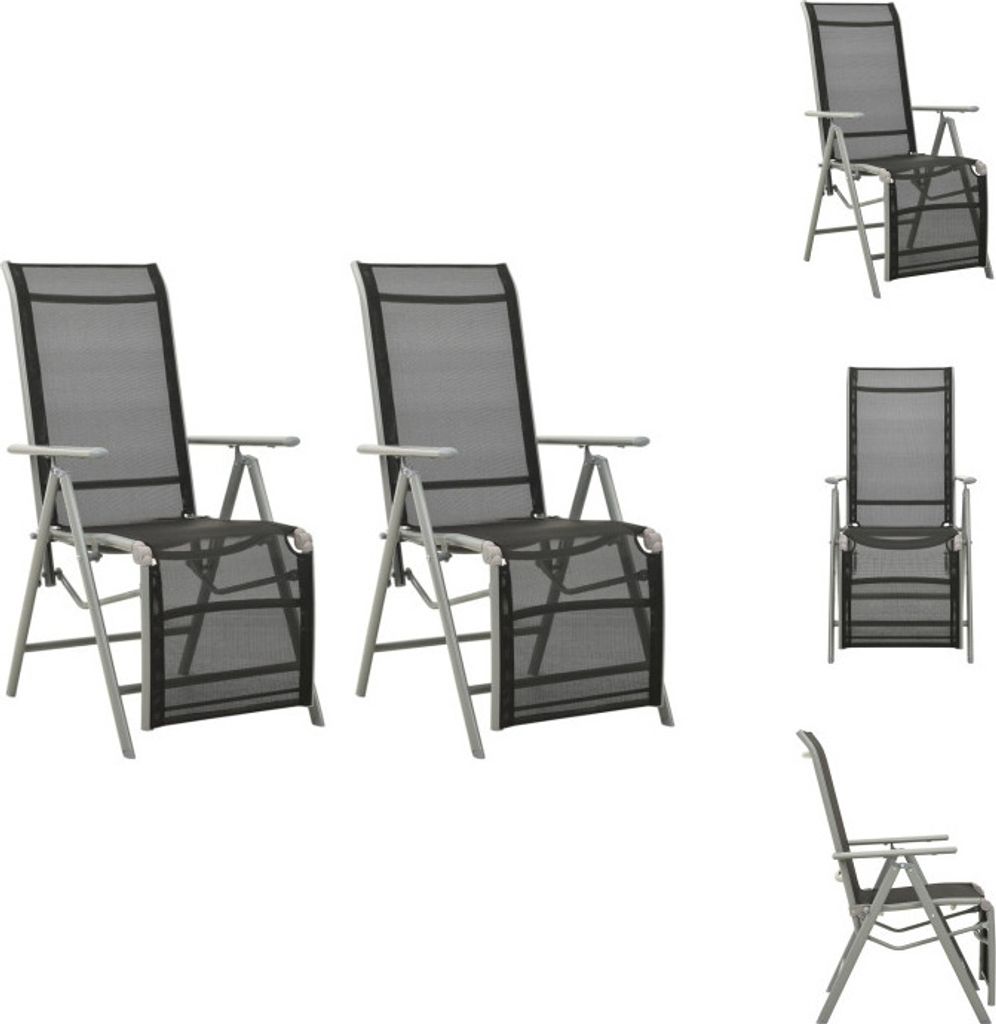 vidaXL Garten-Liegestühle 2 Stk. Textilene und Aluminium Silbern - Gartenstühle