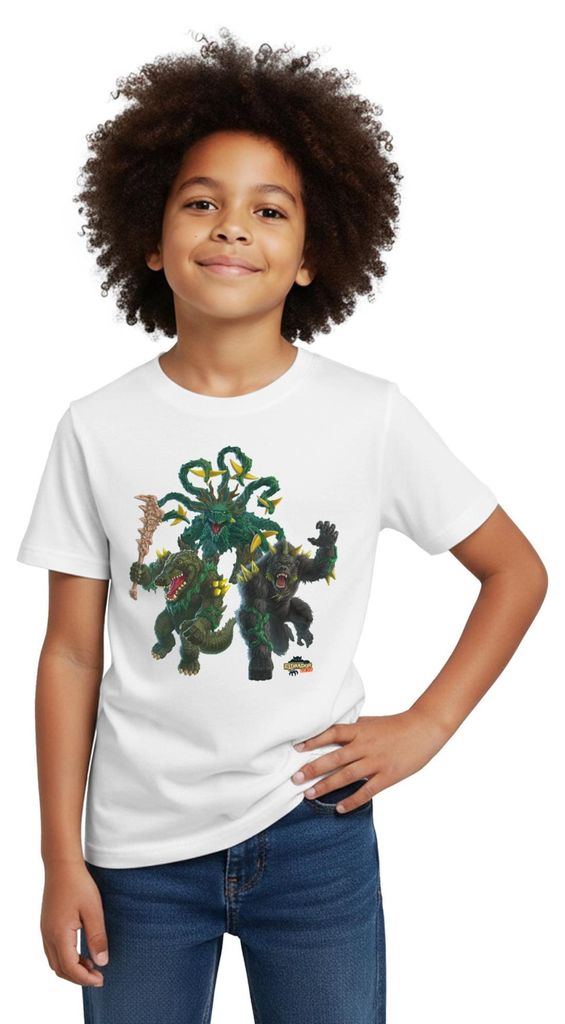 Spreadshirt Schleich ELDRADOR CREATURES Dschungel-Monster Kinder T-Shirt, 110/116 (5-6 Jahre), Weiß
