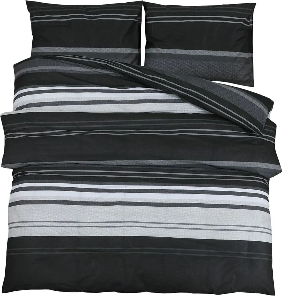 Set di biancheria da letto bianco e nero 260x220 cm in cotone