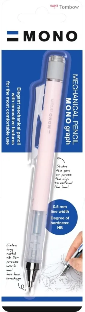 Lot de 5 Porte-mines 0.5 mm Tombow MONO Graph Blister Coloris Corail