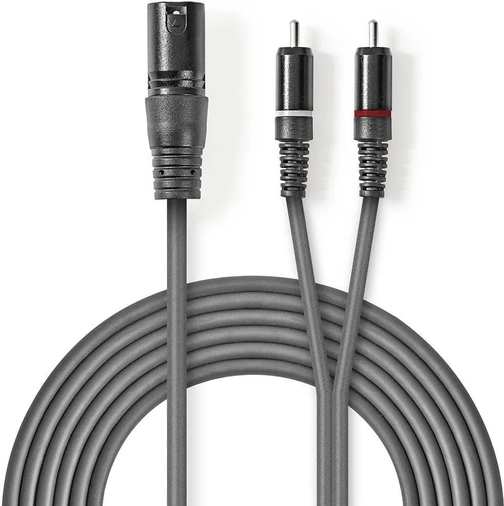 Cavo Audio Bilanciato 3m XLR Maschio - 2x RCA - Nichelato Grigio