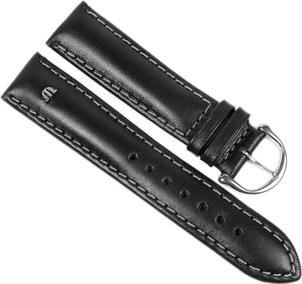 Ersatzband Leder schwarz grauer Naht Maurice Lacroix Galant 25202S, Stegbreite:17mm