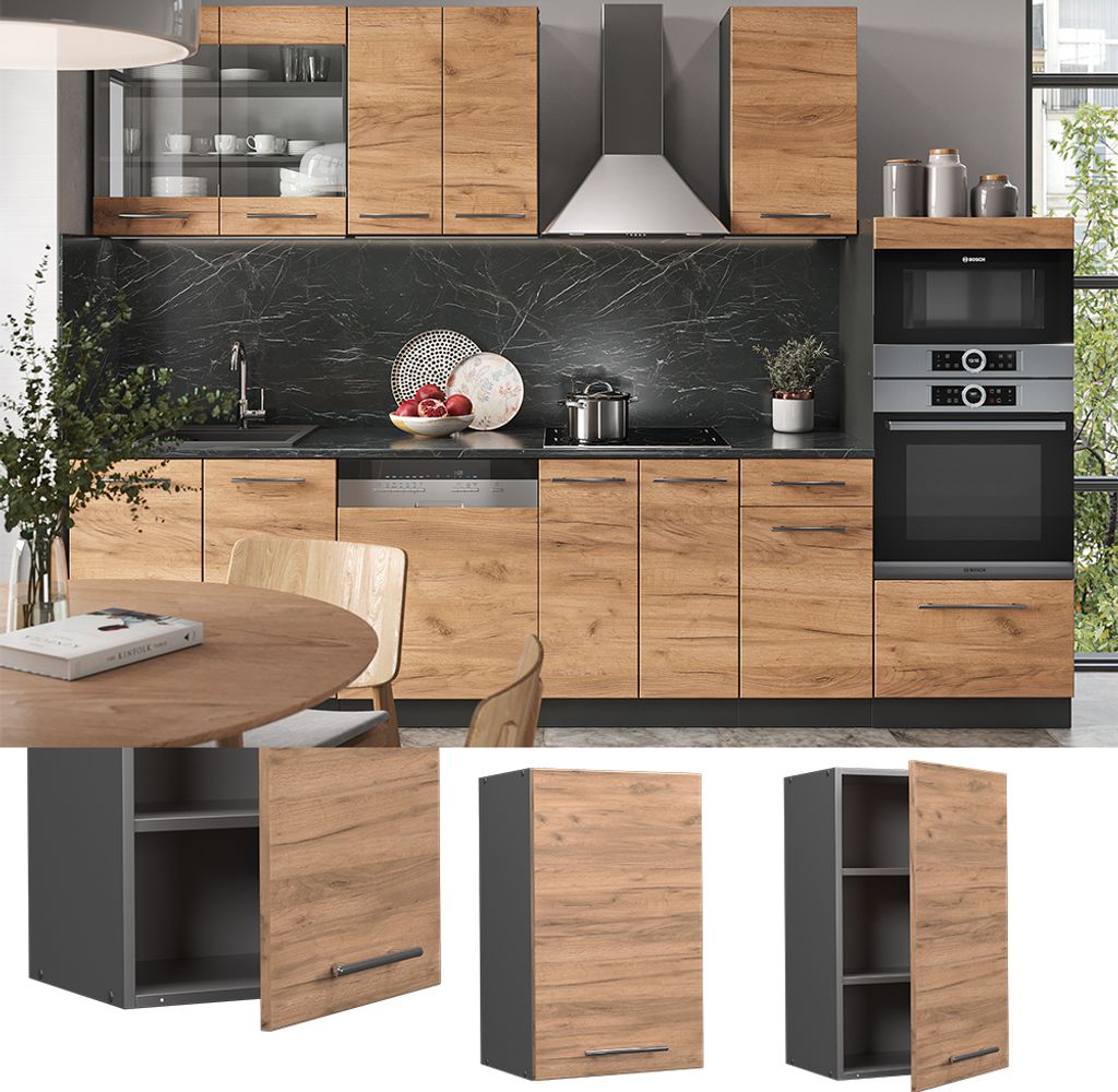 Vicco meuble de cuisine haut vitré R-Line, 60 cm, Chêne de