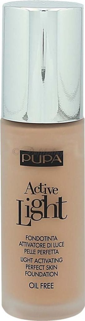 PUPA Milano Active Light - Light Activating Foundation, Pumpenflasche, Flüssigkeit, Jeder Hauttyp, Glättend, Golden Beige, Strahlend