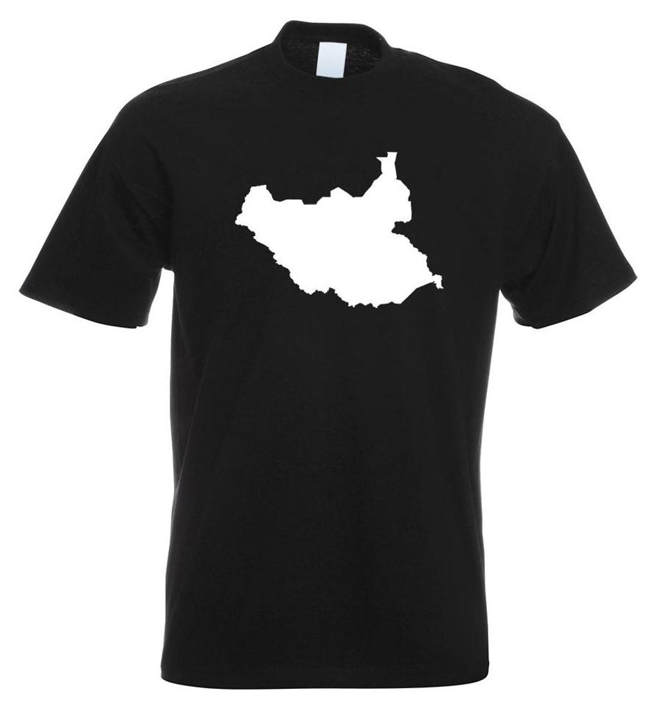 Kiwistar - T-Shirt - schwarz - Südsudan Umriss Kontur Herren Funshirt Bedruckt Design Sprüche Spruch Motive - mit Motiv Bedruckt - Funshirt Desig...