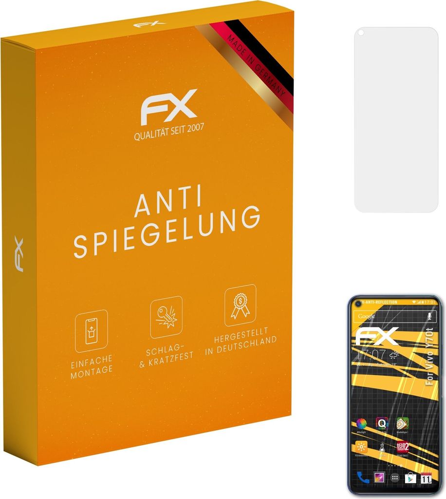 atFoliX FX-Antireflex 3x Schutzfolie kompatibel mit Vivo Y70t Displayfolie