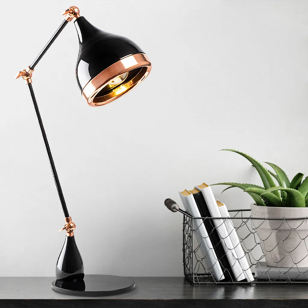 Opviq, Yıldo - 7015, lampade da tavolo, nero, metallo, 15 x 30 x 50 cm