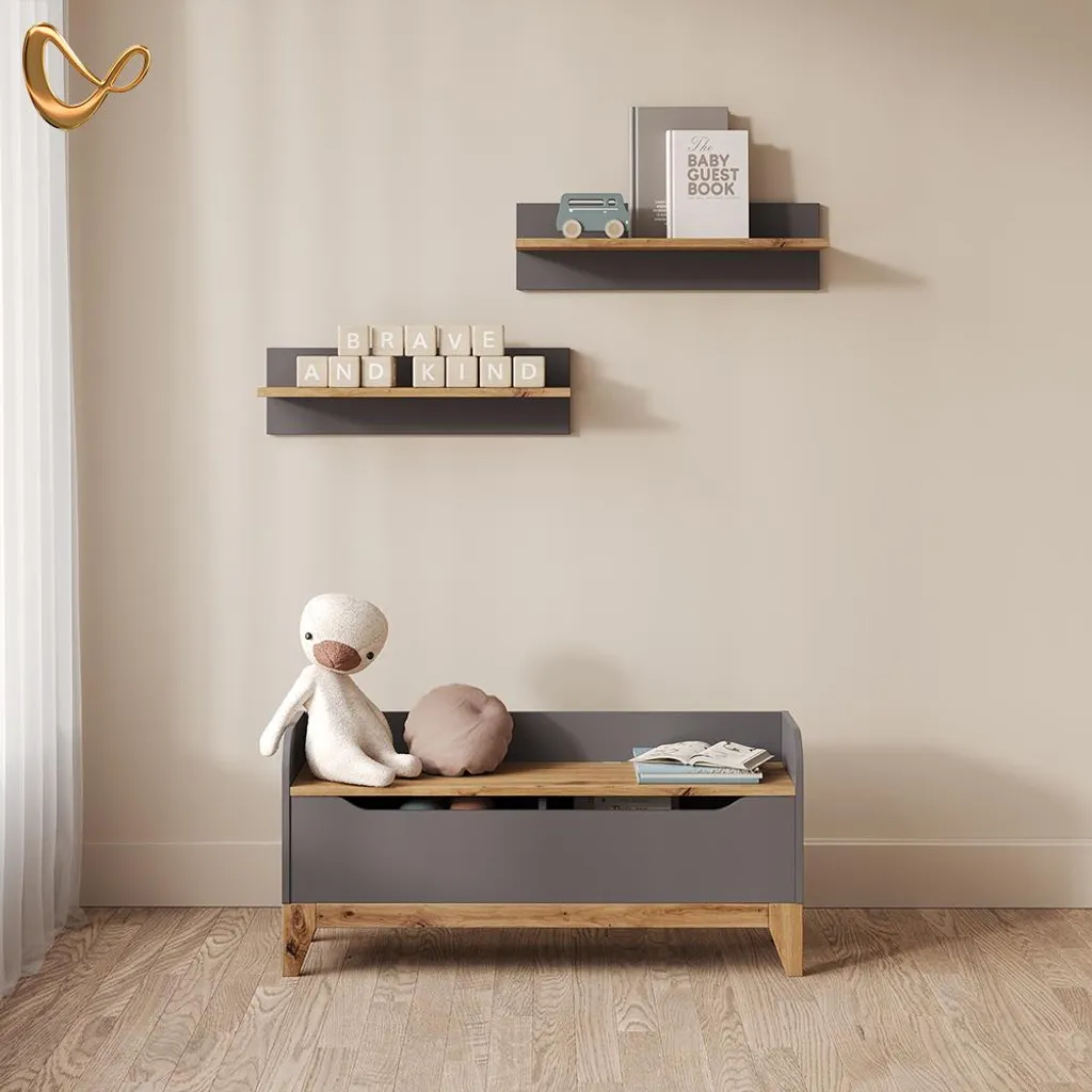 Solution rangement chambre enfant : Coffre Banc Livinity Malia Gris