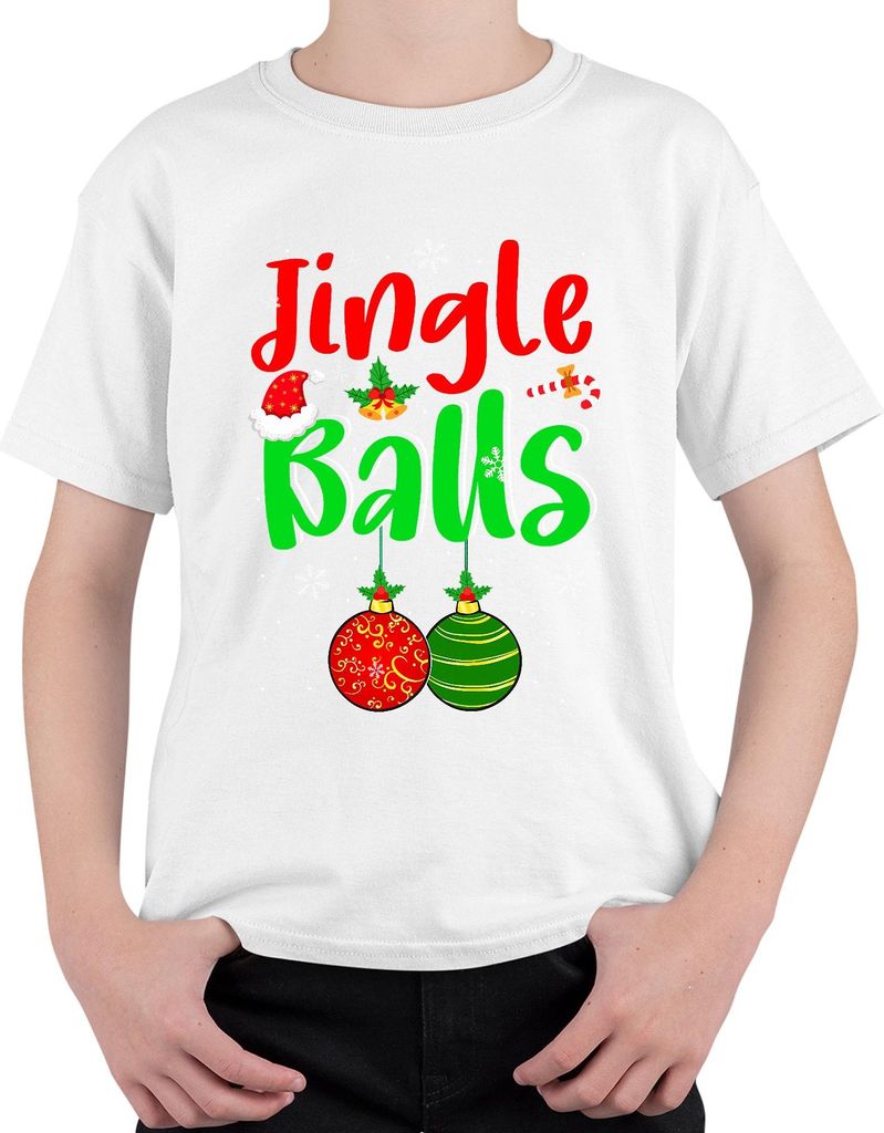 Jingle Balls Weihnachten Weihnachtskugeln Lustig Geschenk Uni Kinder T-Shirt, Weiß, 128