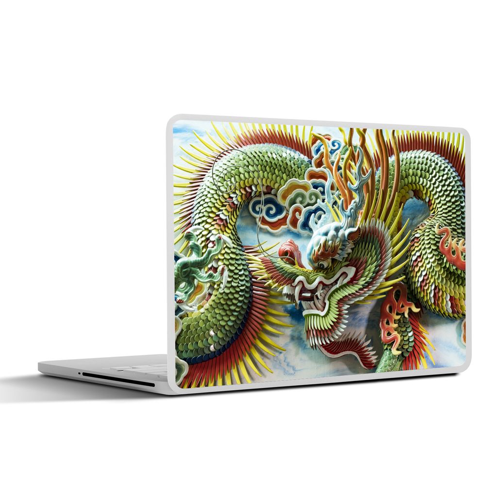 MuchoWow Laptop Aufkleber Sticker Cover Dekoration von farbigen Drachen in einem chinesischen Tempel 32.5x23.5 cm - Sticker für Laptop - Selbstk...