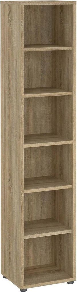 Bücherregal Pabuk, Büroregal, Mobiler Buchhalter, Bücherbrett, 47x40 h222 cm, Eiche
