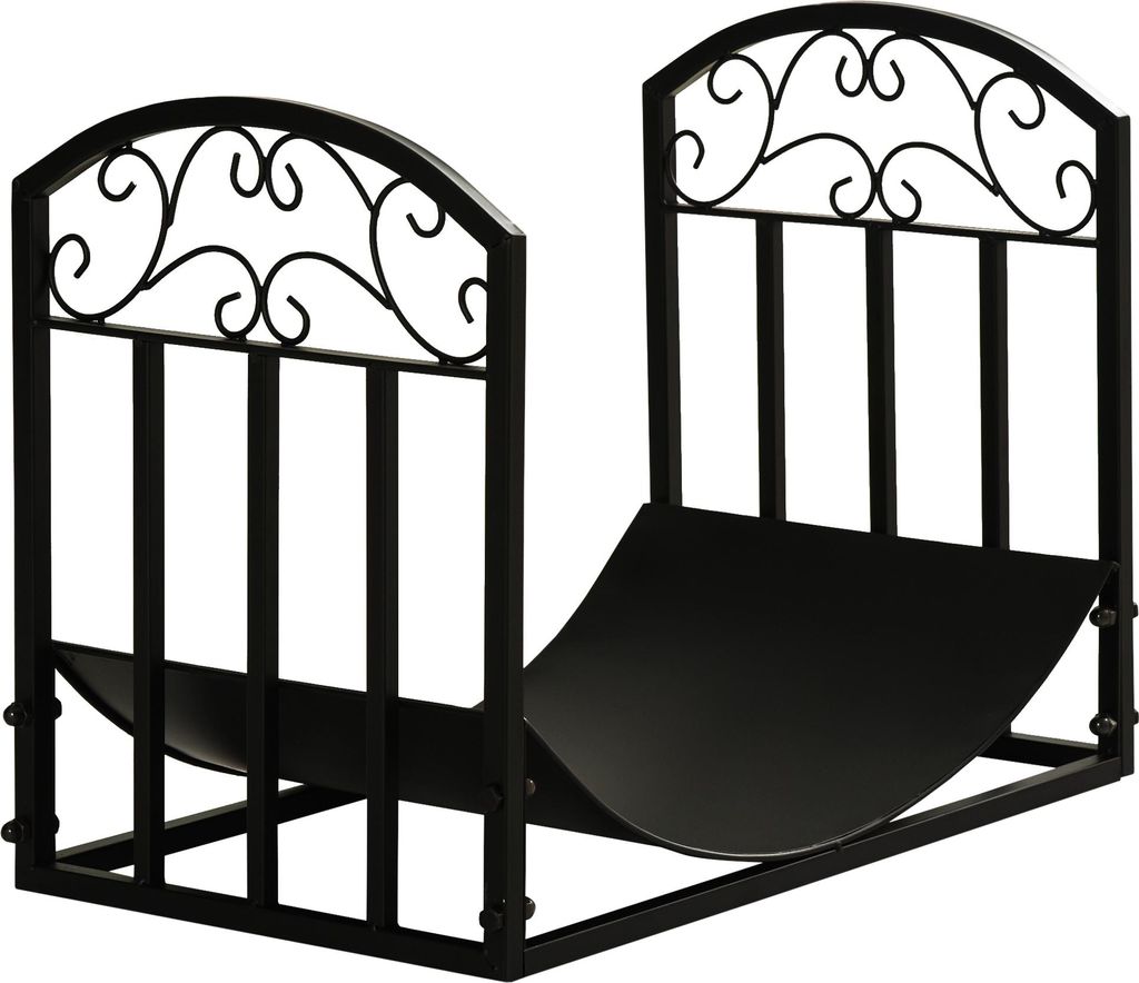 Kaminholzregal Brennholzständer 60 kg belastbar Feuerholzablage Metall schwarz 60 – 5 x 36 x 46 – 5 cm für Kamin & Garten