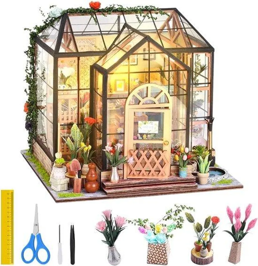 Maquette Maison de Poupée Adulte en Bois avec Lumière LED et Meubles Loft