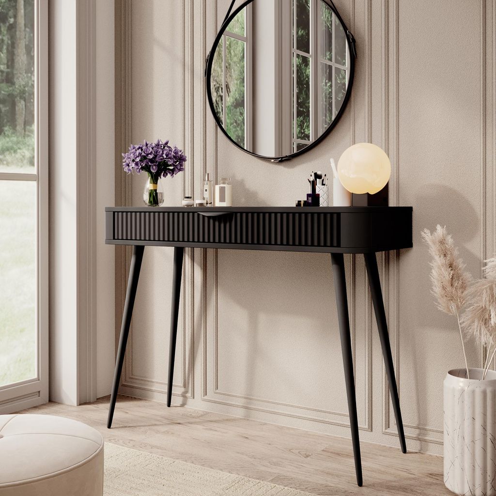 Katerara - Toeletta, 100x38x78h cm Nero, un Cassetto Immagine del prodotto 