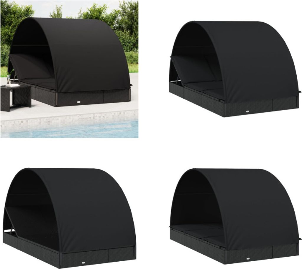vidaXL Sonnenliege für 2 Personen mit Runddach Schwarz Produktbild 