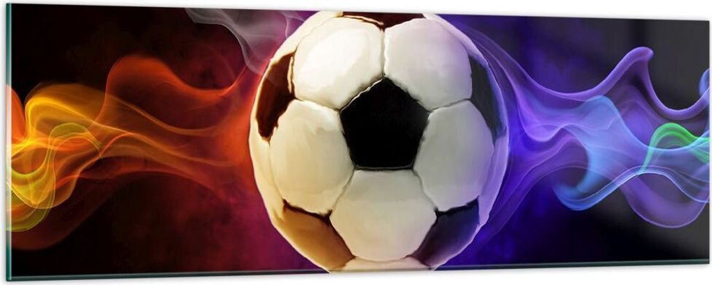 Bilder auf glas - Abstrakt ball flamme fußball - 90x30cm - Glasbilder - Wandbilder - Kunstdruck - zum Aufhängen bereit - Wanddekoration aus Glas ...