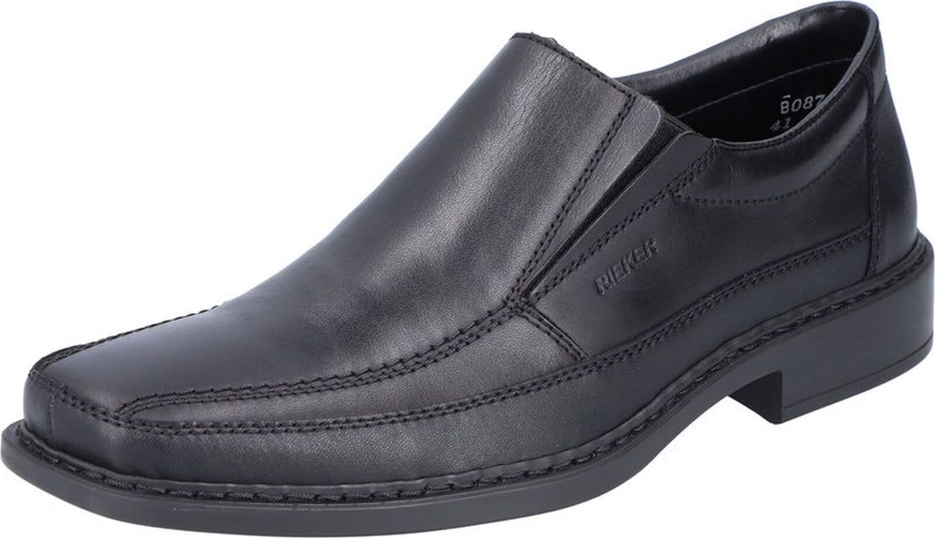 Rieker Herren Slipper eleganter Halbschuh Leder Gummizug B0873, Größe:43 EU, Farbe:Schwarz