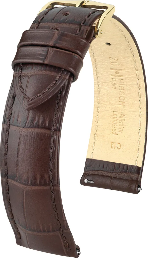 Cinturino Hirsch Duke L Marrone 20mm | Pelle Italiana Effetto Alligatore