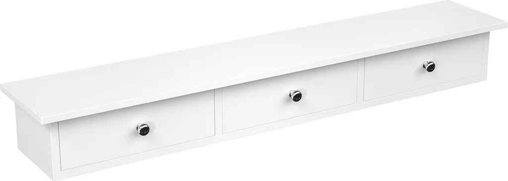 Étagère murale blanche tiroirs intégrés en MDF robuste finition mate