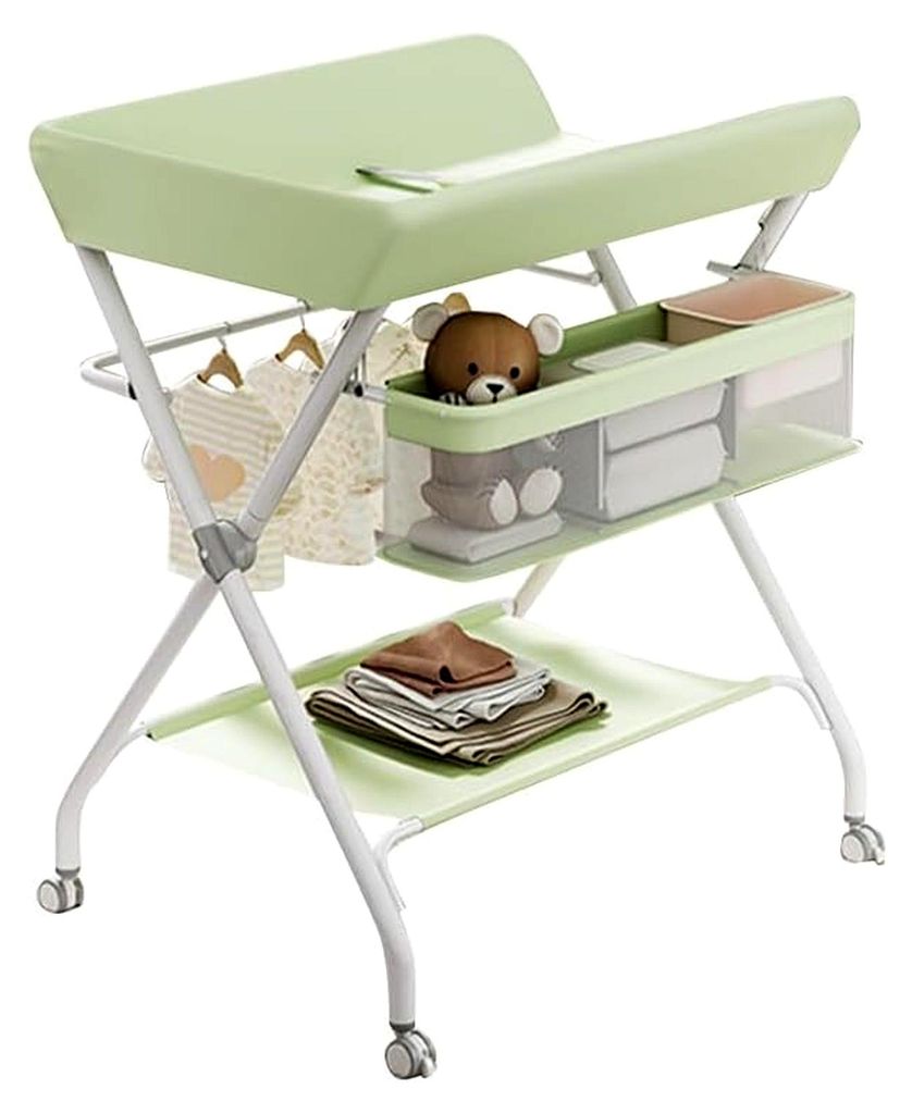 Wickeltisch faltbar, mit Aufbewahrungskorb an der Seite, Struktur aus Eisen, max. Belastung 25 kg, für Neugeborene, ergonomisches Design, Wickelti...