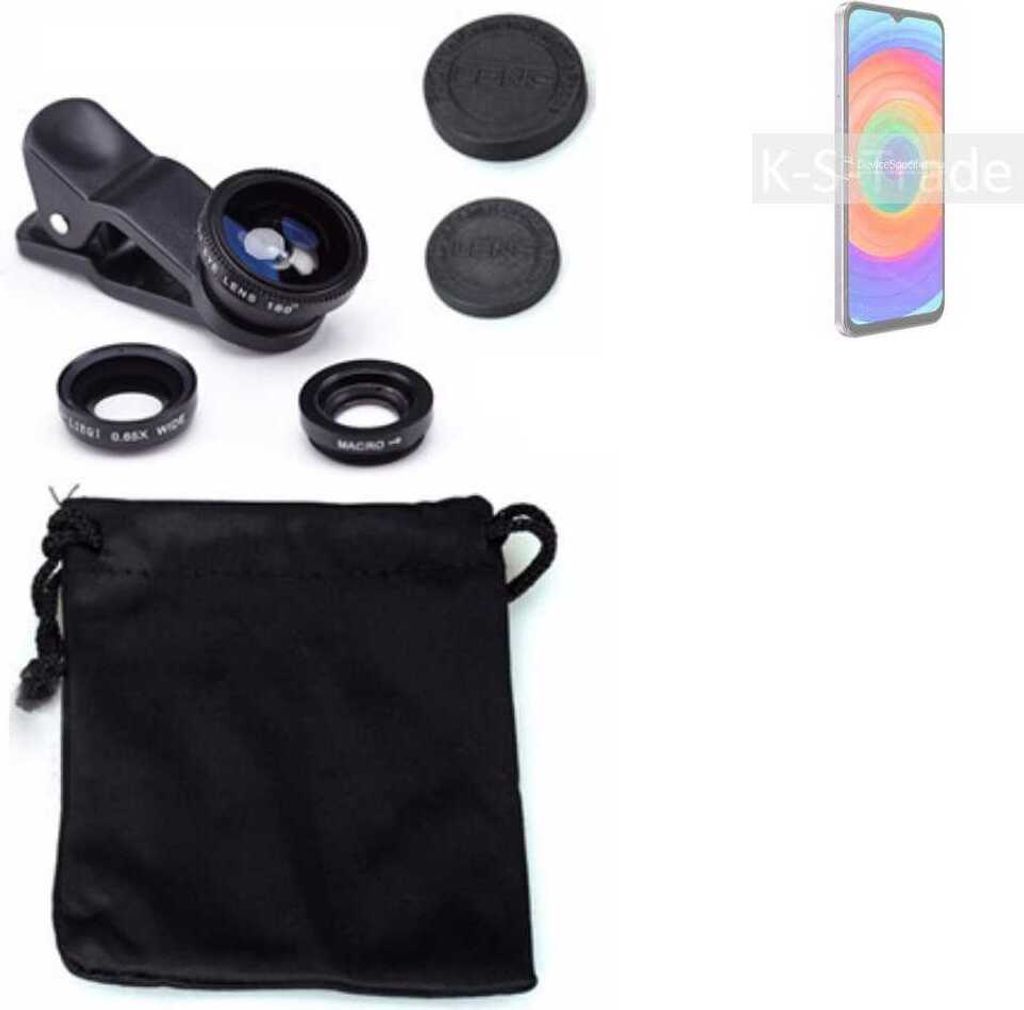 K-S-Trade Smartphone Kamera Linsen Set Kompatibel mit Ulefone Note 14 3in1 Clip-On Kamera Adapter Macro Weitwinkel FishEye Fischauge Objektiv Linse