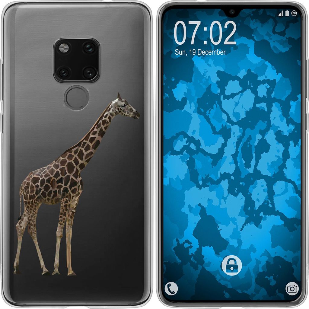 PhoneNatic Case kompatibel mit Huawei Mate 20 Silikon-Hülle Vektor Tiere Giraffe M8