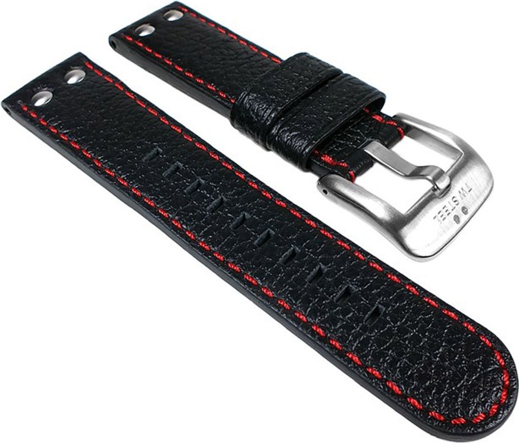 TW STEEL Marken Ersatzband Leder Band 22mm Schwarz u.a für TW11, TW22, TW1, TW5, TW6, TW21N, TW23, TW3, TW7