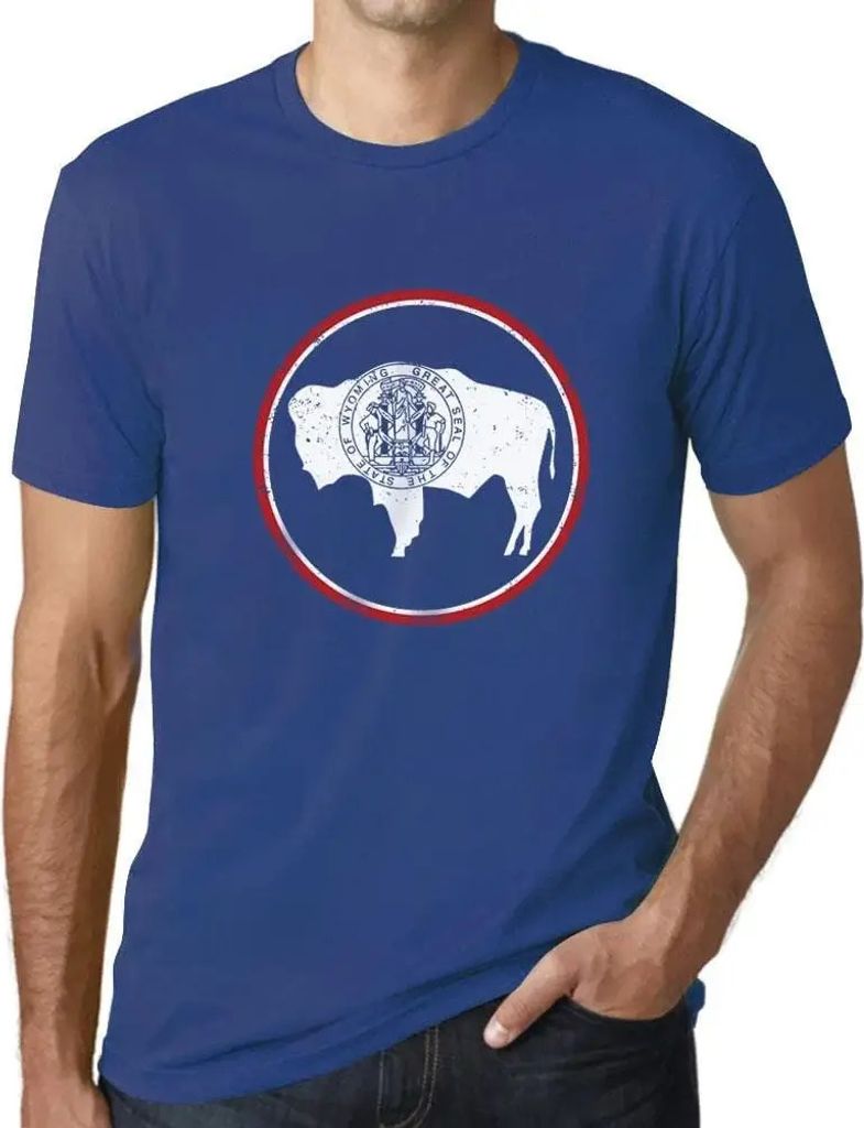 Herren Grafik T-Shirt Wyoming-Flagge – Wyoming Flag – Öko-Verantwortlich Vintage Jahrgang Kurzarm Lustige Druck Geburtstag Geschenk Mann