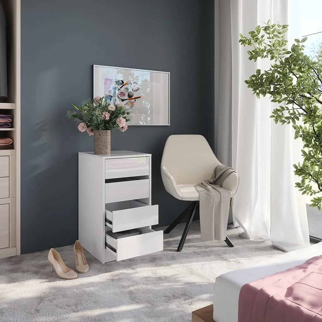 Gagnez de la place avec la commode Vicco Sherry blanche 40cm compacte